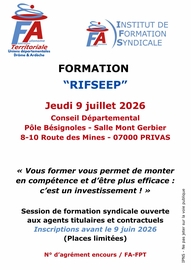 FORMATION "RIFSEEP" - 09/07/2026 à Privas