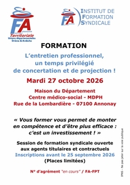 FORMATION "L'entretien professionnel" - le 27 octobre 2026 à Annonay